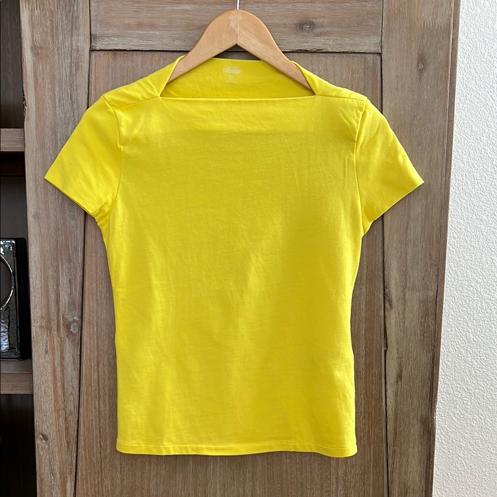 Kate Spade Saturday Boat Squared Neck Yellow Women's Tee Top